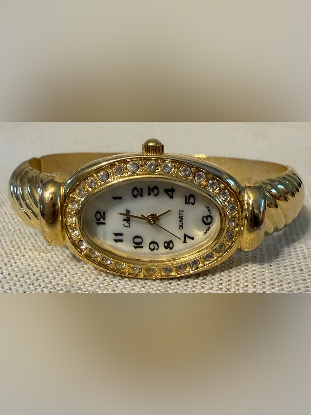 Vintage Collezio Gold-Tone Crystal Accent Women's Oval Quartz Watch